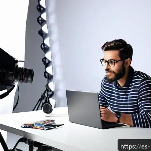 Home 32 사진 자격증과 관련된 업무일지 작성법 - A professional photographer in a modern studio environment, wearing stylish casual clothes and holdi...