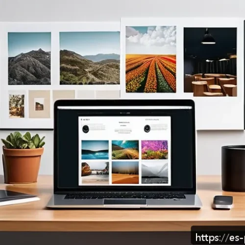 Home 31 사진 자격증 취득 후 개인 브랜드 만드는 법 - A professional photographer’s modern workspace featuring a sleek laptop displaying a visually appeal...
