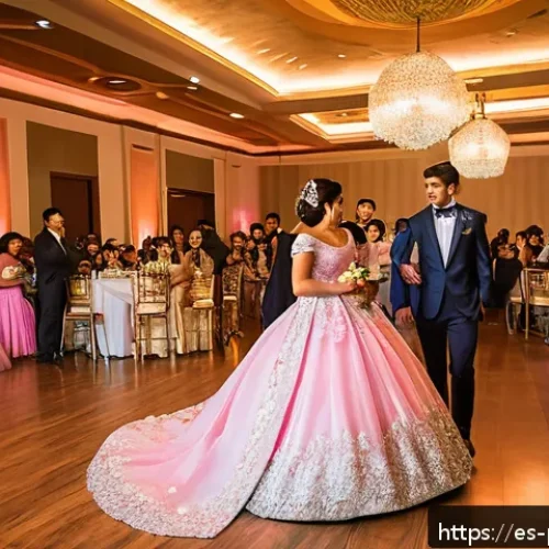 Home 17 사진 자격증을 활용한 창업 사례 - A vibrant and elegant quinceañera celebration scene in a large, beautifully decorated banquet hall i...