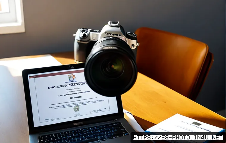 사진 자격증 갱신 방법과 주의사항 - Photorealistic Spanish freelance photographer at a bright home office in Madrid, carefully renewing ...